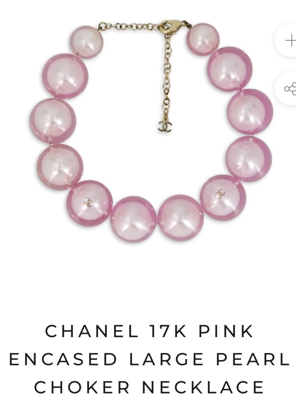 CHANEL Pink Pearl Bubble Choker with Gold Chain